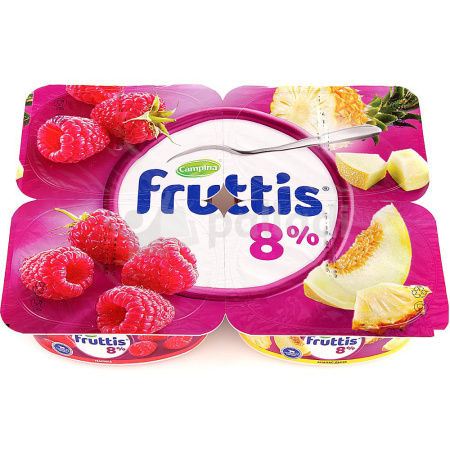 Йогурт CAMPINA Fruttis Малина ананас и дыня 115г п/у
