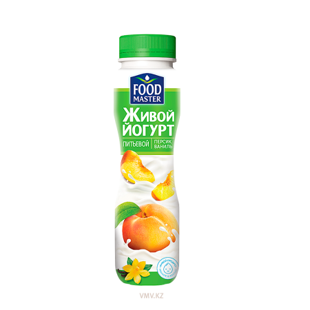 Йогурт FOOD MASTER Живой Персик со вкусом ванили 1% 280г п/у