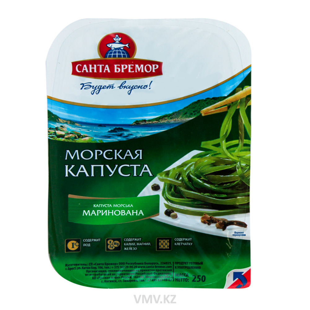 Капуста морская САНТА БРЕМОР маринованная 250г п/у - Заказать | Цена 545  тг. | Доставка