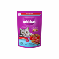 Корм WHISKAS Для стерилизованных кошек и котов с говядиной и вкусными подушечками 350г