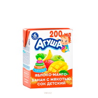 Сок АГУША С мякотью Яблоко манго и банан 6 мес + 200мл 