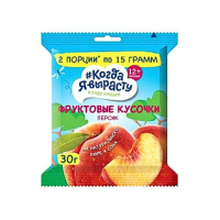 Кусочки КОГДА Я ВЫРАСТУ Фруктовые Из персиков и яблок 12мес+ 30г
