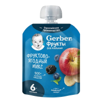 Пюре GERBER Фруктово ягодный микс 6 мес+ 90г м/у
