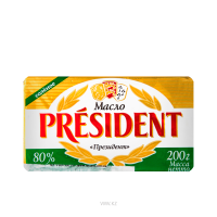 Масло PRESIDENT Сливочное соленое 80% 200г м/у