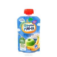 Пюре ФРУТО НЯНЯ Яблоко и банан с творогом 90г м/у