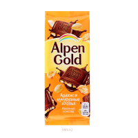 Шоколад ALPEN GOLD С арахисом и кукурузными хлопьями 85г м/у