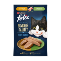 Корм FELIX Для кошек Вкусный паштет Курица и кролик 75г