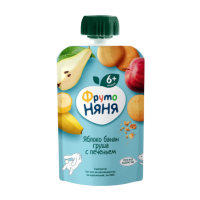 Пюре ФРУТО НЯНЯ Яблоко банан и груша с печеньем 90г м/у