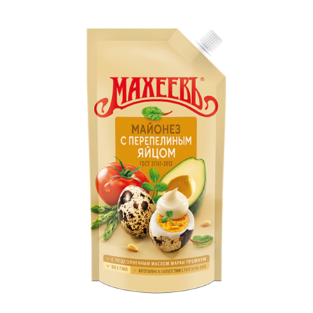 Майонез МАХЕЕВЪ С перепелиным яйцом 67% 380г м/у Майонез МАХЕЕВЪ С перепелиным яйцом 67% 380г м/у