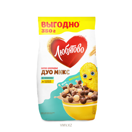 Завтрак ЛЮБЯТОВО Шарики шоколадные Duo Mix 350г