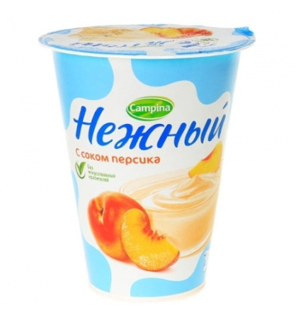 Йогурт CAMPINA Нежный с соком персика 1,2% 320г п/у