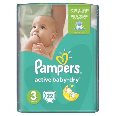 Подгузники PAMPERS Active Baby 3 5-9кг 22шт м/у