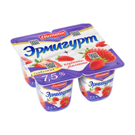 Йогурт EHRMANN Легкий Клубника и земляника 0,3% 115г п/у