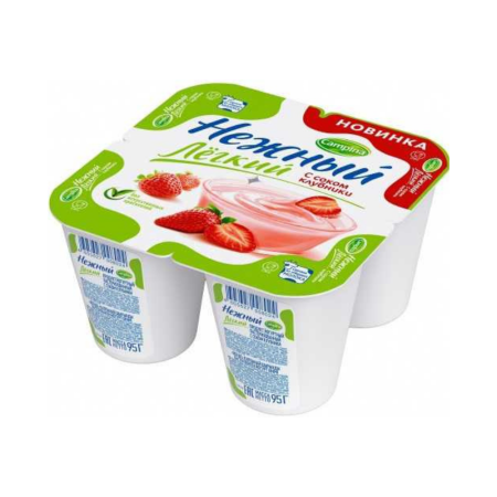 Йогурт CAMPINA Нежный Легкий с соком клубники 0,1% 95г п/у
