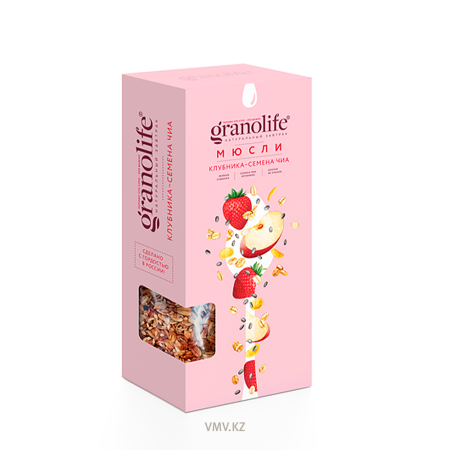 Мюсли GRANOLIFE Клубника и семена Чиа 400г кор