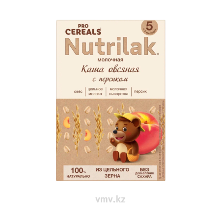 Каша NUTRILAK Premium Цельнозерновая овсяная молочная с персиком 200г