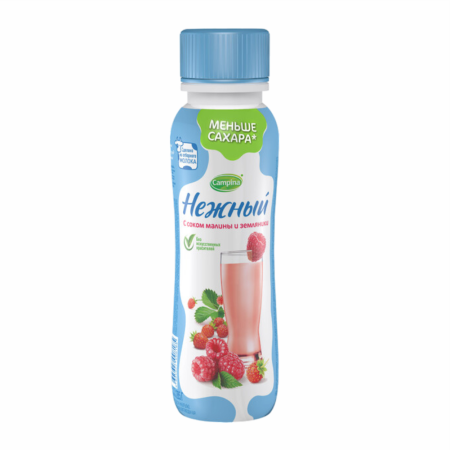 Йогурт CAMPINA Нежный с соком малины и земляники 0,1% 285г п/у