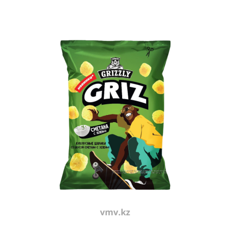 Шарики GRIZZLY GRIZ Кукурузные Со вкусом сметаны с зеленью 85г