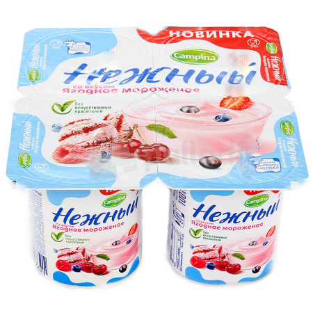 Йогурт CAMPINA Нежный со вкусом ягодного мороженого 1,2% 100г п/у