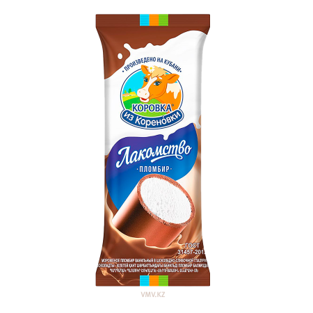 Мороженое КОРОВКА ИЗ КОРЕНОВКИ Лакомка Пломбир ваниль в шоколадной глазури 90г