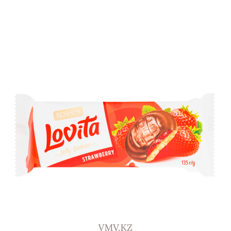 Печенье LOVITA Сдобное Jelly Cookies Cо вкусом клубники 135г