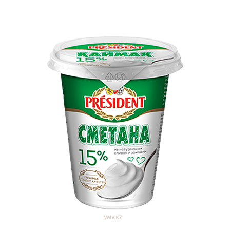 Сметана FOOD MASTER President 15% 380г м/у