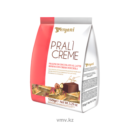 Конфеты VERGANI Pralicrme Hazelnut Пралине из молочного шоколада начинка фундучный крем 150г