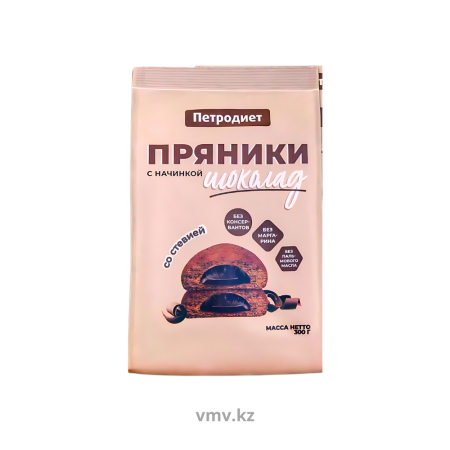 Пряники ПЕТРОДИЕТ Шоколадные со стевией и шоколадной начинкой на фруктозе 300г