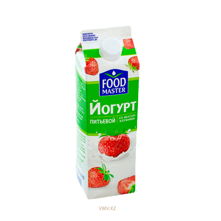 Йогурт FOOD MASTER Питьевой Клубника 2% 900г 