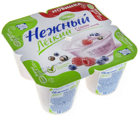 Йогурт CAMPINA Нежный с соком лесных ягод 0,1% 95г п/у