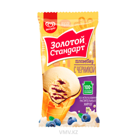 Мороженое ЗОЛОТОЙ СТАНДАРТ Пломбир с черникой 89г м/у 