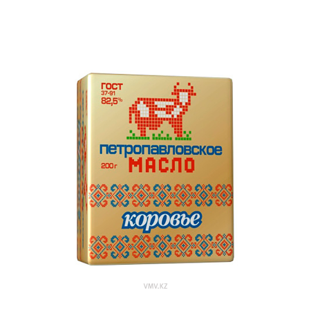 Масло ПЕТРОПАВЛОВСКОЕ Коровье 82,5% 200г м/у