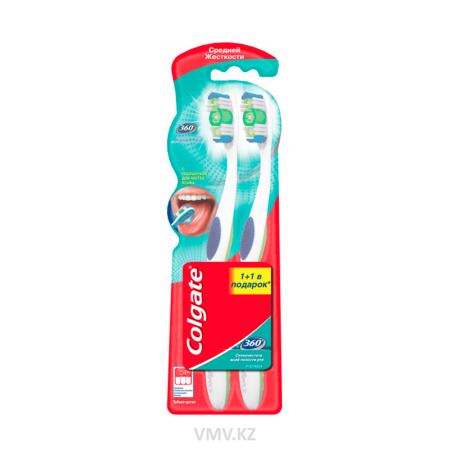 Зубная щетка COLGATE 360 Суперчистота Средняя жесткость 1+1шт п/у