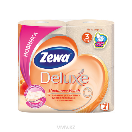 Бумага ZEWA Deluxe Туалетная 3 слоя Персик 4шт м/у