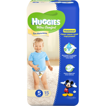 Подгузники HUGGIES Ultra Comfort Для мальчиков 5 12-22кг 15шт