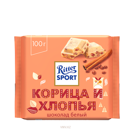Шоколад RITTER SPORT Белый Корица и хлопья 100г м/у