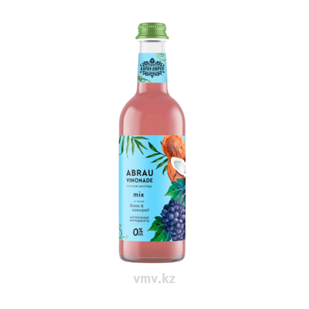 Напиток ABRAU VINONAD Безалкогольный сильногазированный Со вкусом Кокоса и винограда 375мл с/б